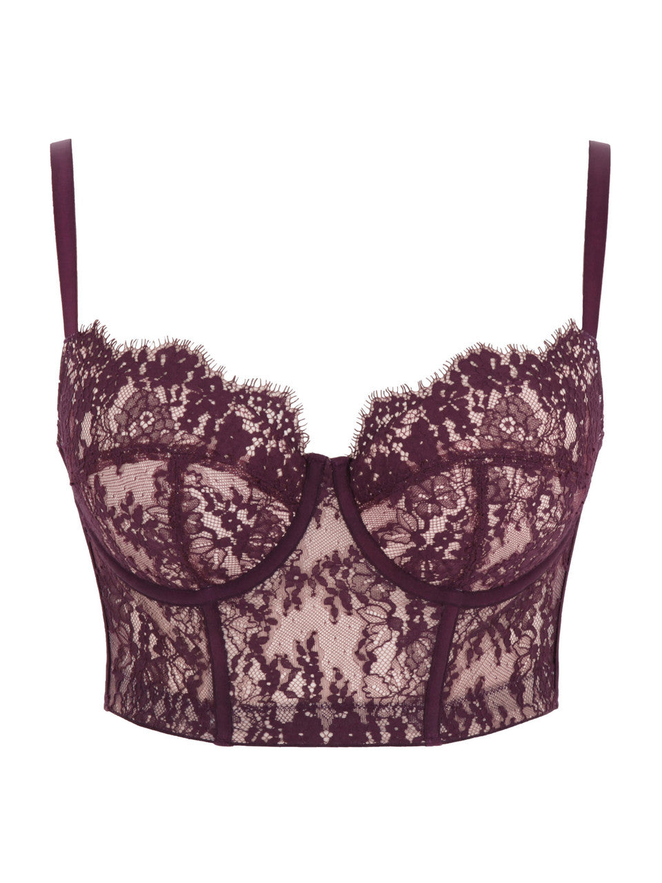 Carmen Lace Bustier In Mulberry - Panache - BraTopia