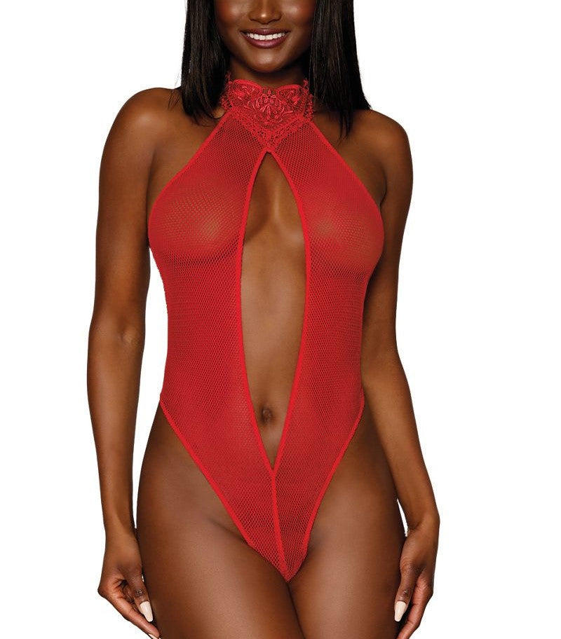 Pearl Back Boxed Teddy In Red - BraTopia