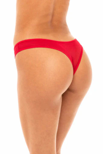 Paradise Crotchless Thong With Pearls In Red - Oh La La Cheri - BraTopia