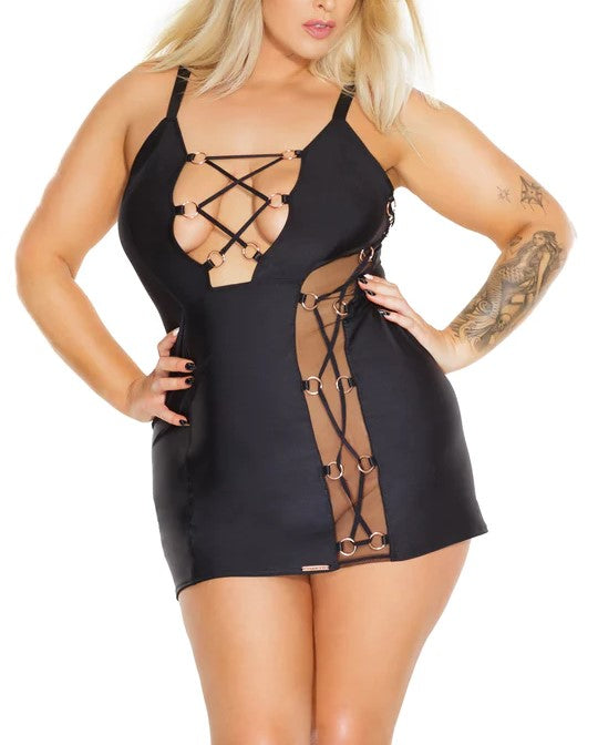 Criss-Cross Dress With Mesh In Black - Coquette - BraTopia