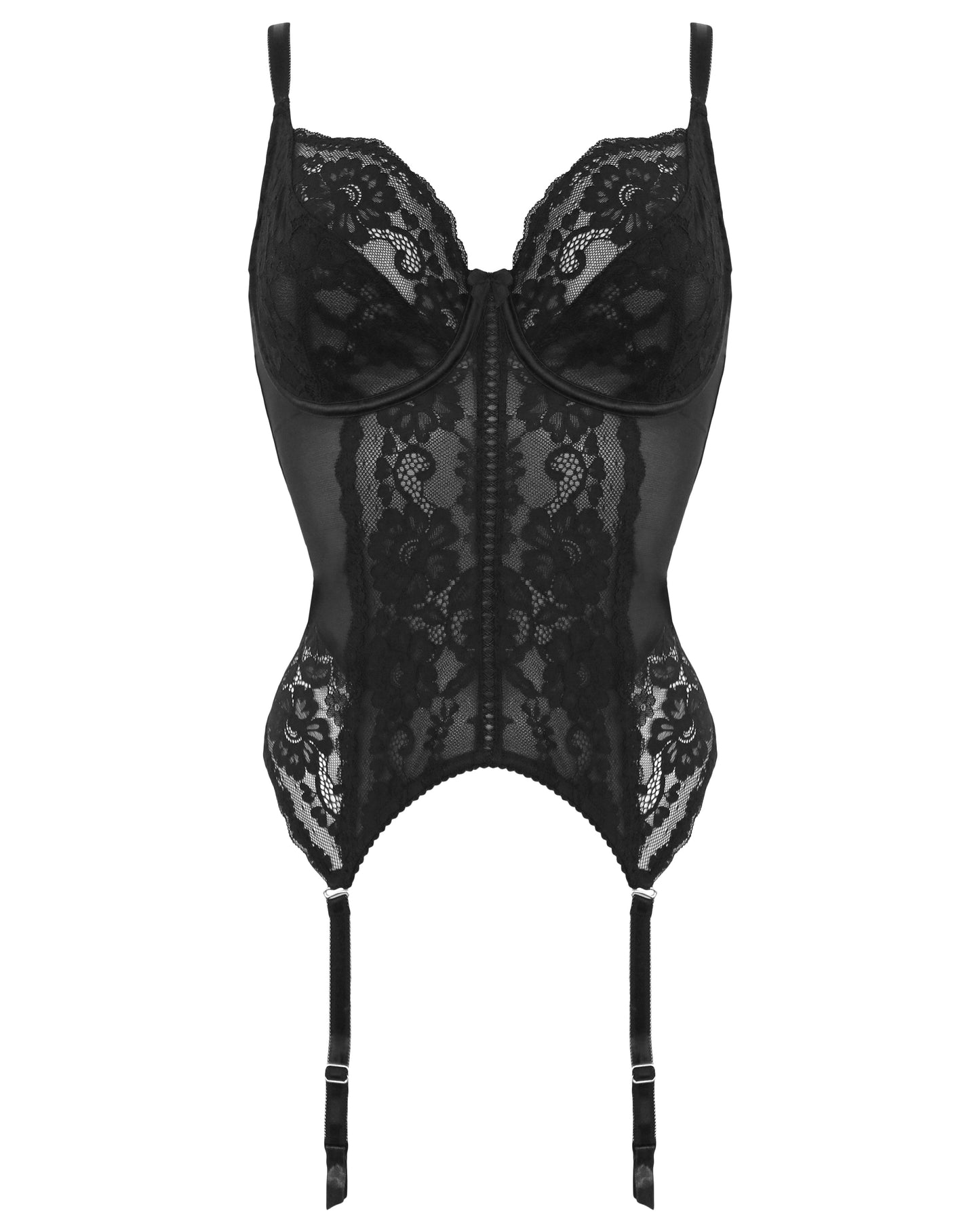 Fleur Non Padded Underwire Balcony Basque In Black - Pour Moi - BraTopia