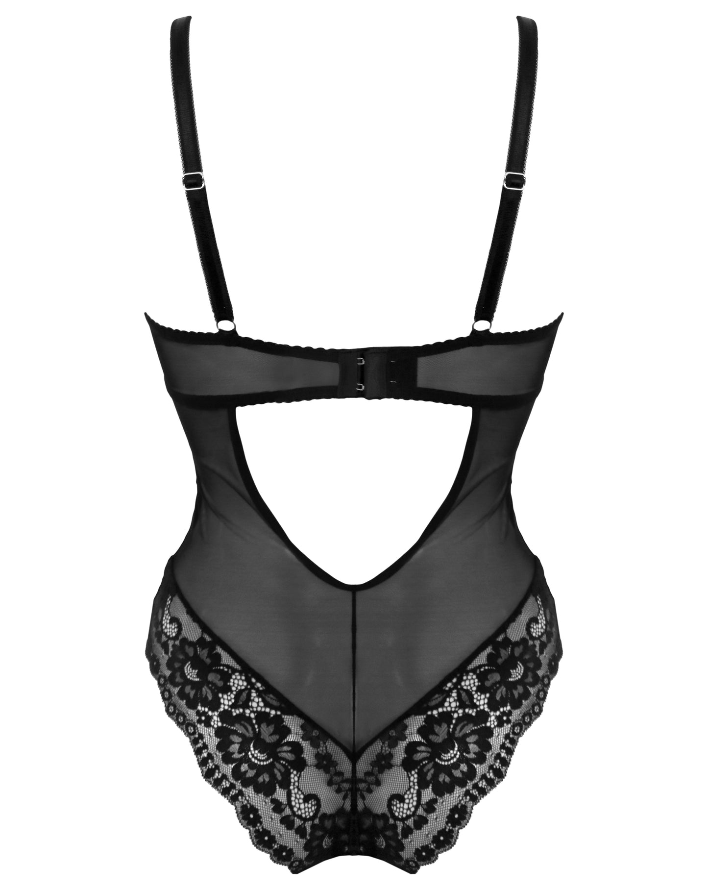Fleur Half Padded Underwire Bodysuit In Black - Pour Moi - BraTopia