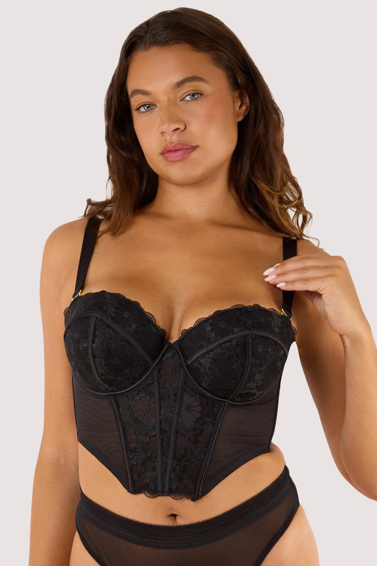 Daisy Embroidery Strapless Bustier - Wolf & Whistle