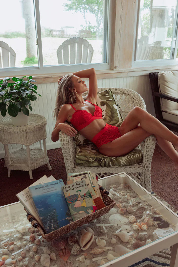 The Lace Triangle Bralette In Tigerlily - Kilo Brava