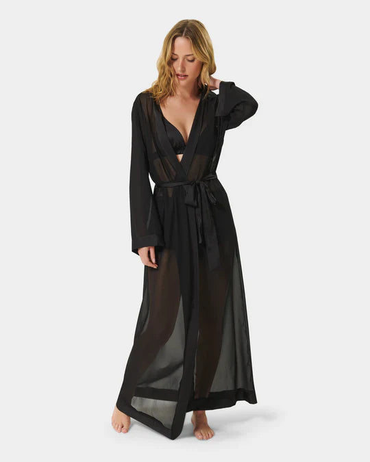 Marcella Long Kimono In Black - Bluebella - BraTopia