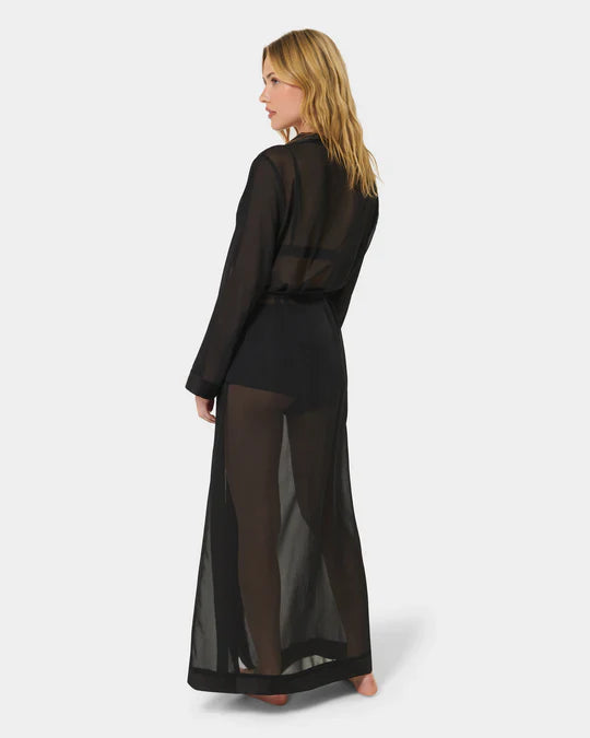 Marcella Long Kimono In Black - Bluebella - BraTopia