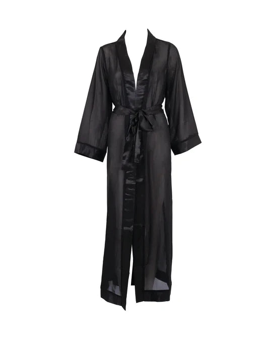 Marcella Long Kimono In Black - Bluebella - BraTopia