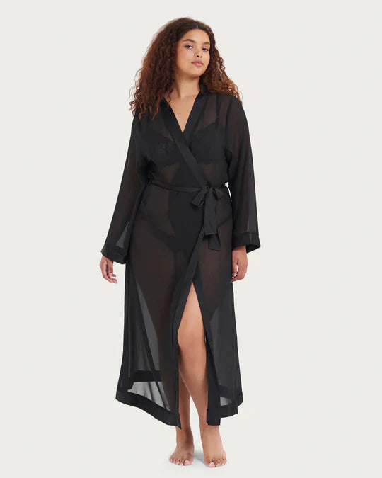 Marcella Long Kimono In Black - Bluebella - BraTopia