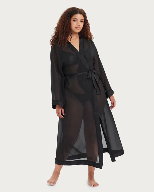 Marcella Long Kimono In Black - Bluebella - BraTopia