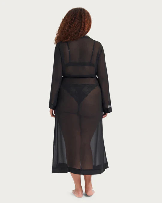 Marcella Long Kimono In Black - Bluebella - BraTopia