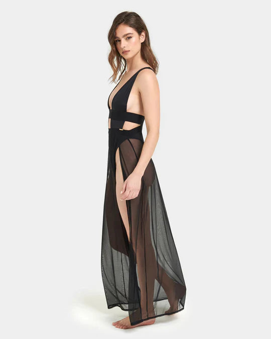 Topaz Long Chemise In Black - Bluebella - BraTopia
