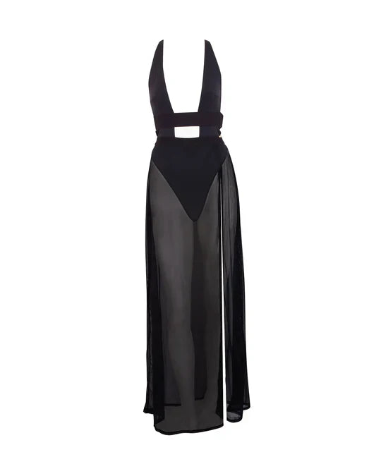 Topaz Long Chemise In Black - Bluebella - BraTopia