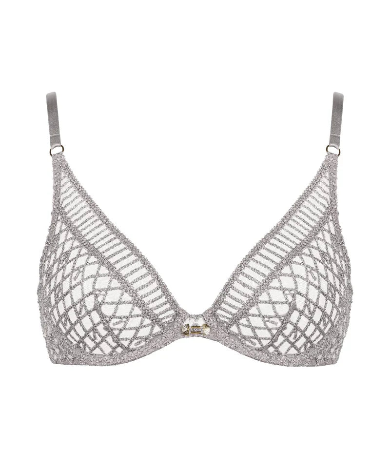 Stardust Dream Underwired Triangle Bra In Cosmos Silver - Aubade - BraTopia