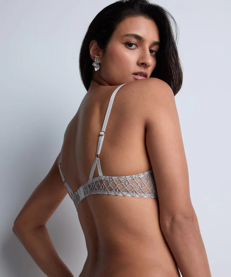 Stardust Dream Underwired Triangle Bra In Cosmos Silver - Aubade - BraTopia
