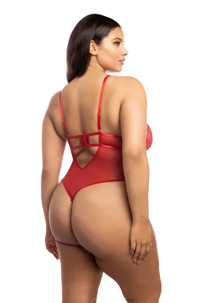 Hailey Lace Teddy In Red - Oh La La Cheri - BraTopia