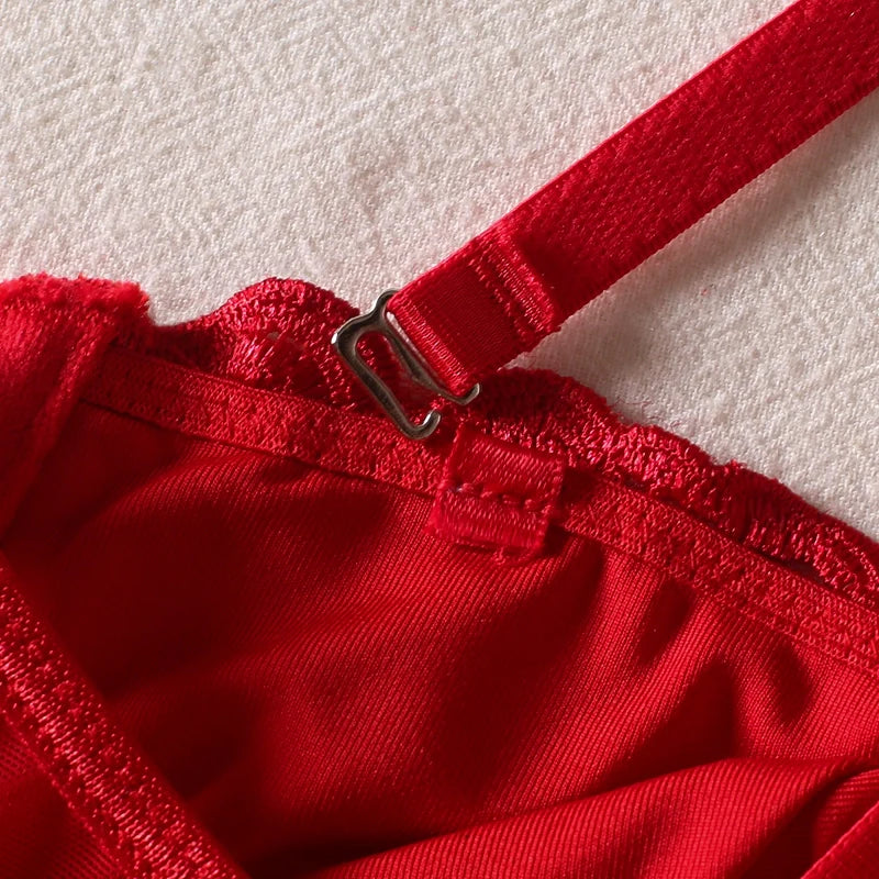 Ladies Sexy Floral Lace Strapless Corset in Red - Lovely Lies - BraTopia