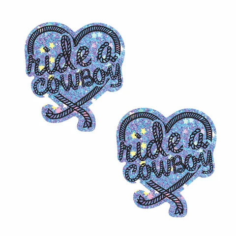Ride A CowBoy Glitter Nipple Cover Pasties In Purple - Neva Nude - BraTopia