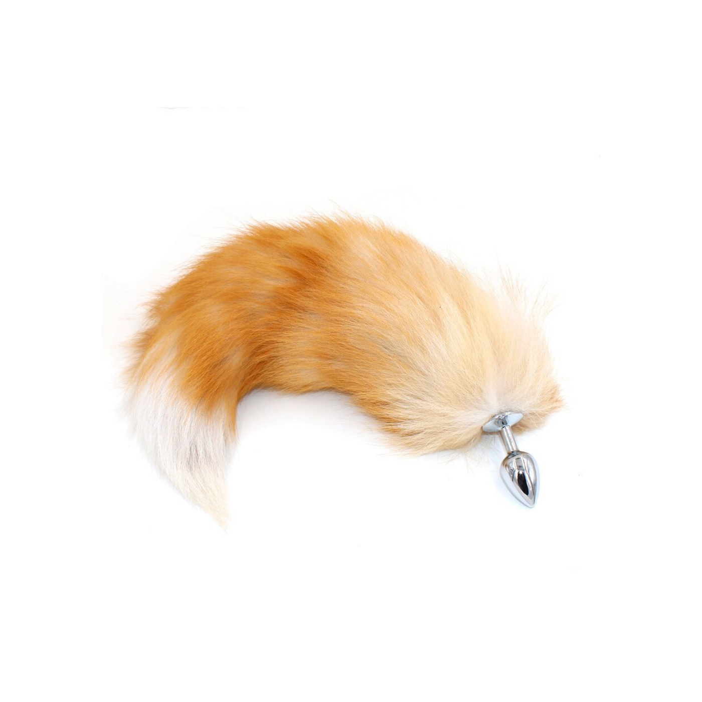 Real Fox Tail Small Plug In Brown & White - Pink Elephant - BraTopia