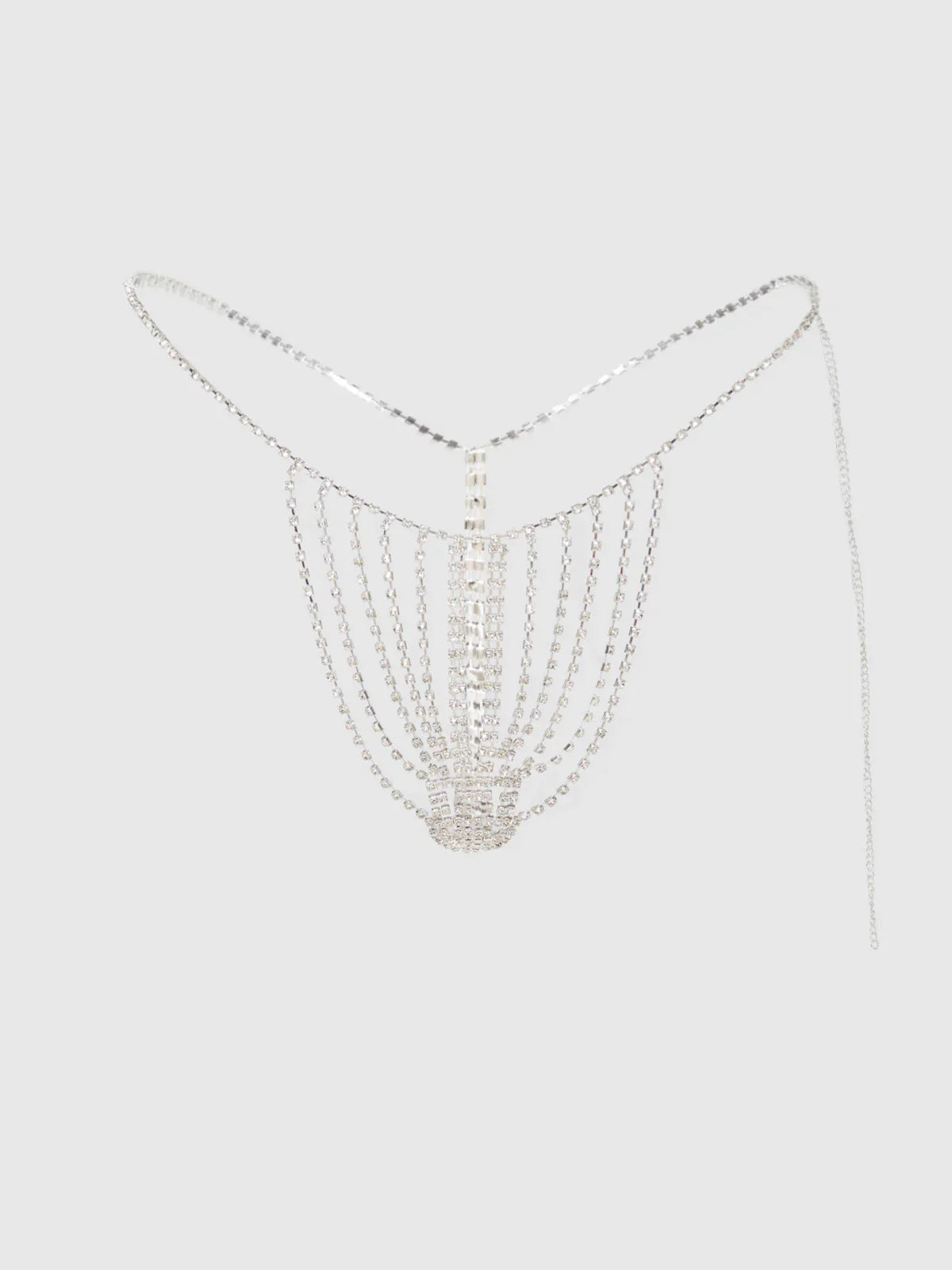 Rhinestone Vertical Thong In Silver - House of Desire - BraTopia