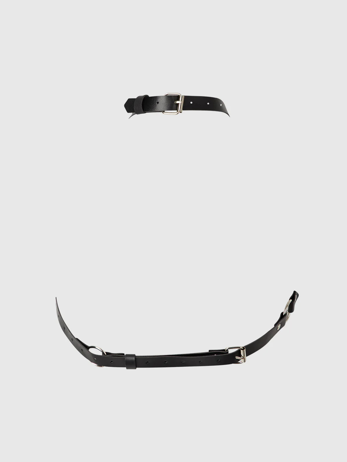 Chain & Leather-Like Draped Harness in Black/Silver - House of Desire