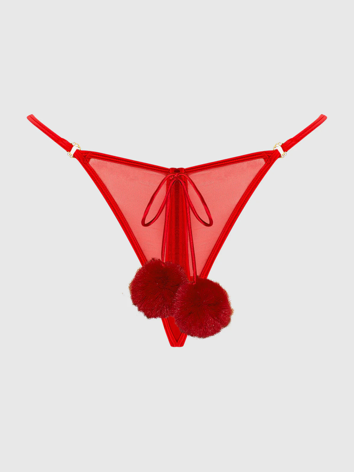 Marilyn Pom Pom G-String In Red - House of Desire - BraTopia
