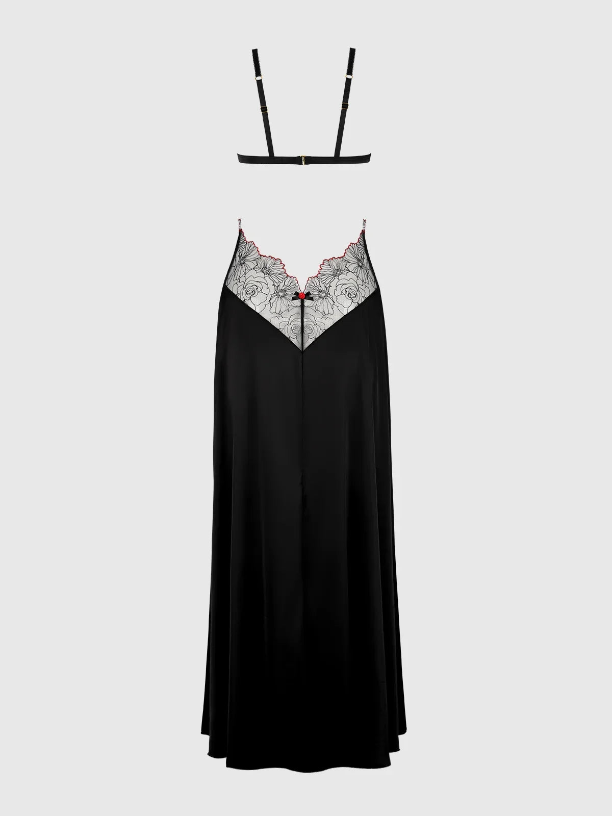 Ilena Embroidered Tulle & Pearl Triangle Top Long Gown - House of Desire
