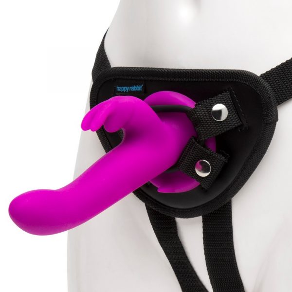 Vibrating Strap On Harness Set In Purple - Happy Rabbit - BraTopia