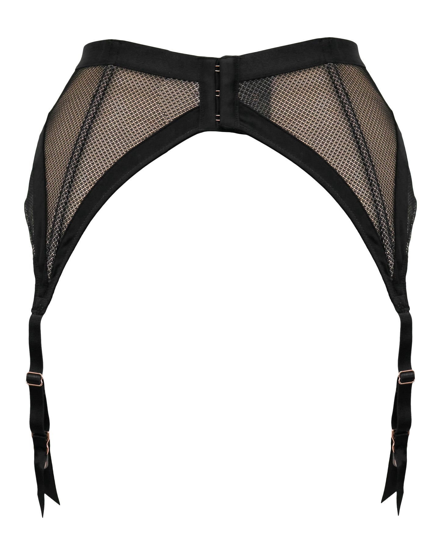 India Gatsby Lace Deep Suspender Belt In Black & Cosmetic - Pour Moi - BraTopia