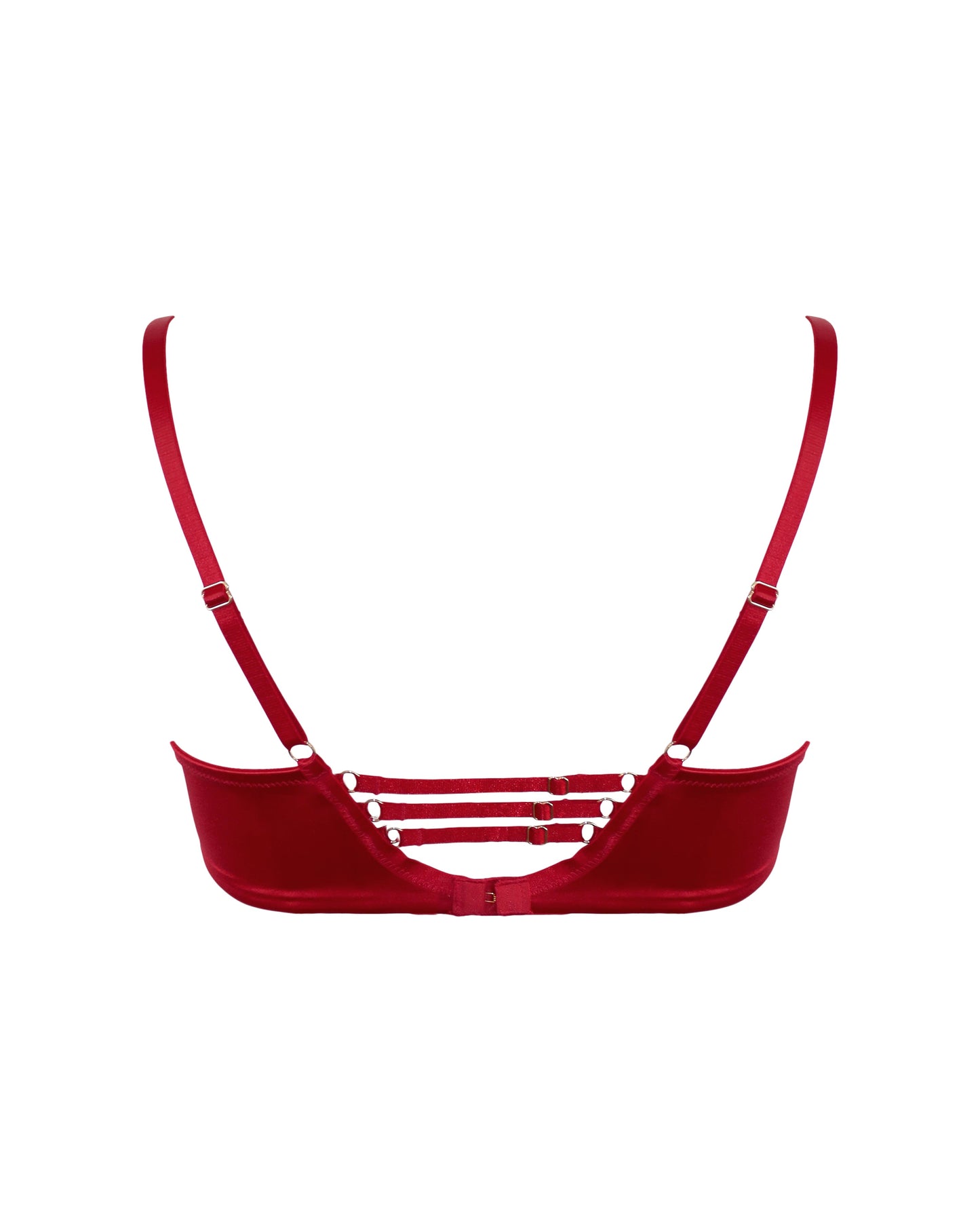 All Yours Satin And Mesh Front Fastening Bra In Red - Pour Moi - BraTopia