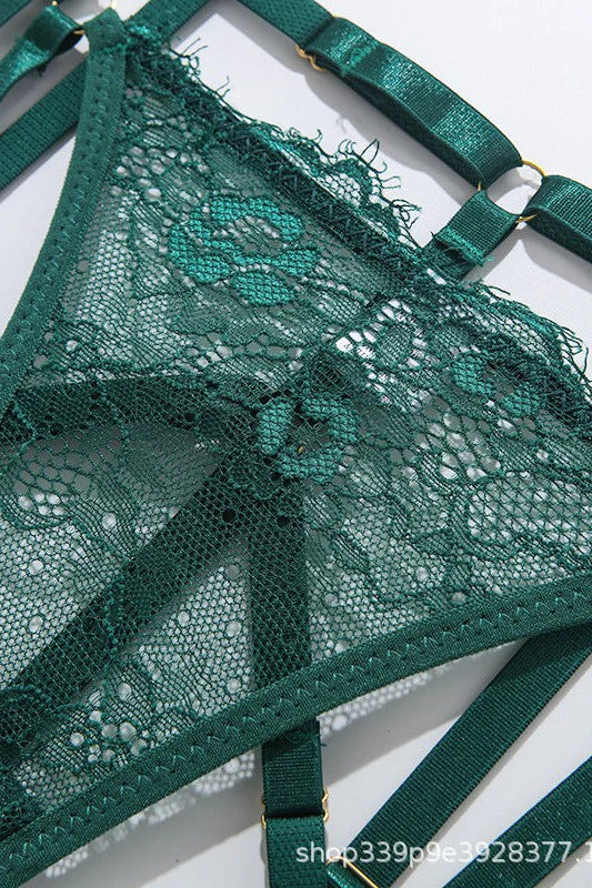 Ladies Sexy Eyelash Lace Thong In Green - Lovely Lies - BraTopia