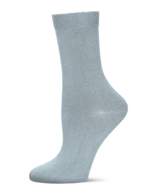 Flat-Knit Bamboo Blend Crew Socks In Blue Fog - MeMoi
