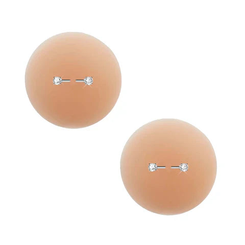 Peek-A-Boo Piercing Bling Reusable Silicone Nipple Pasties In Nude - Neva Nude - BraTopia