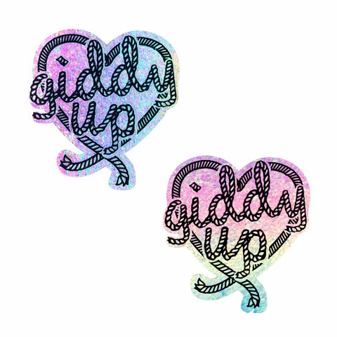Giddy Up Heart Nipple Cover Pasties In Multi - Neva Nude - BraTopia