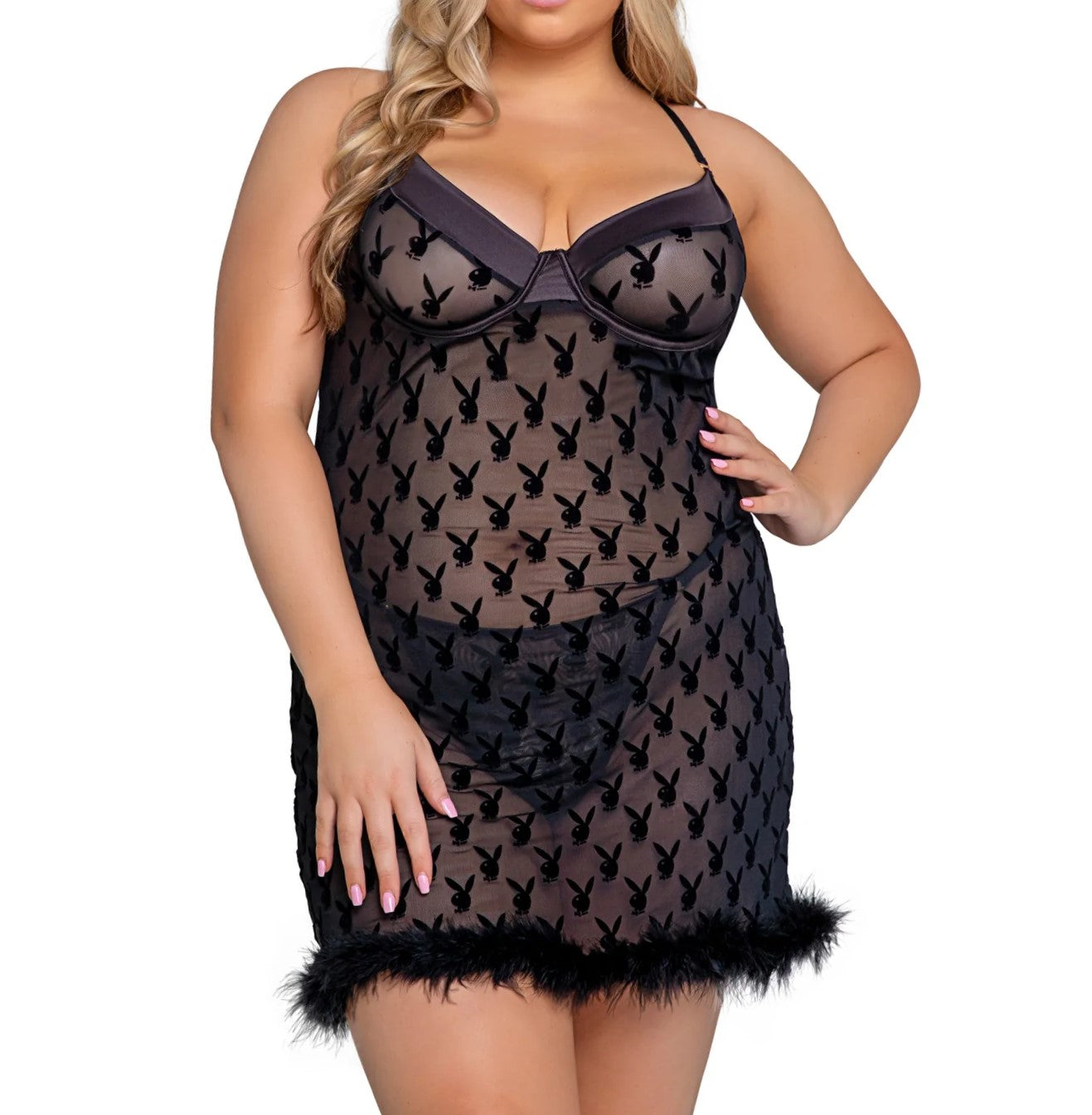 Bunny Queen Noir Chemise In Black - Playboy - BraTopia
