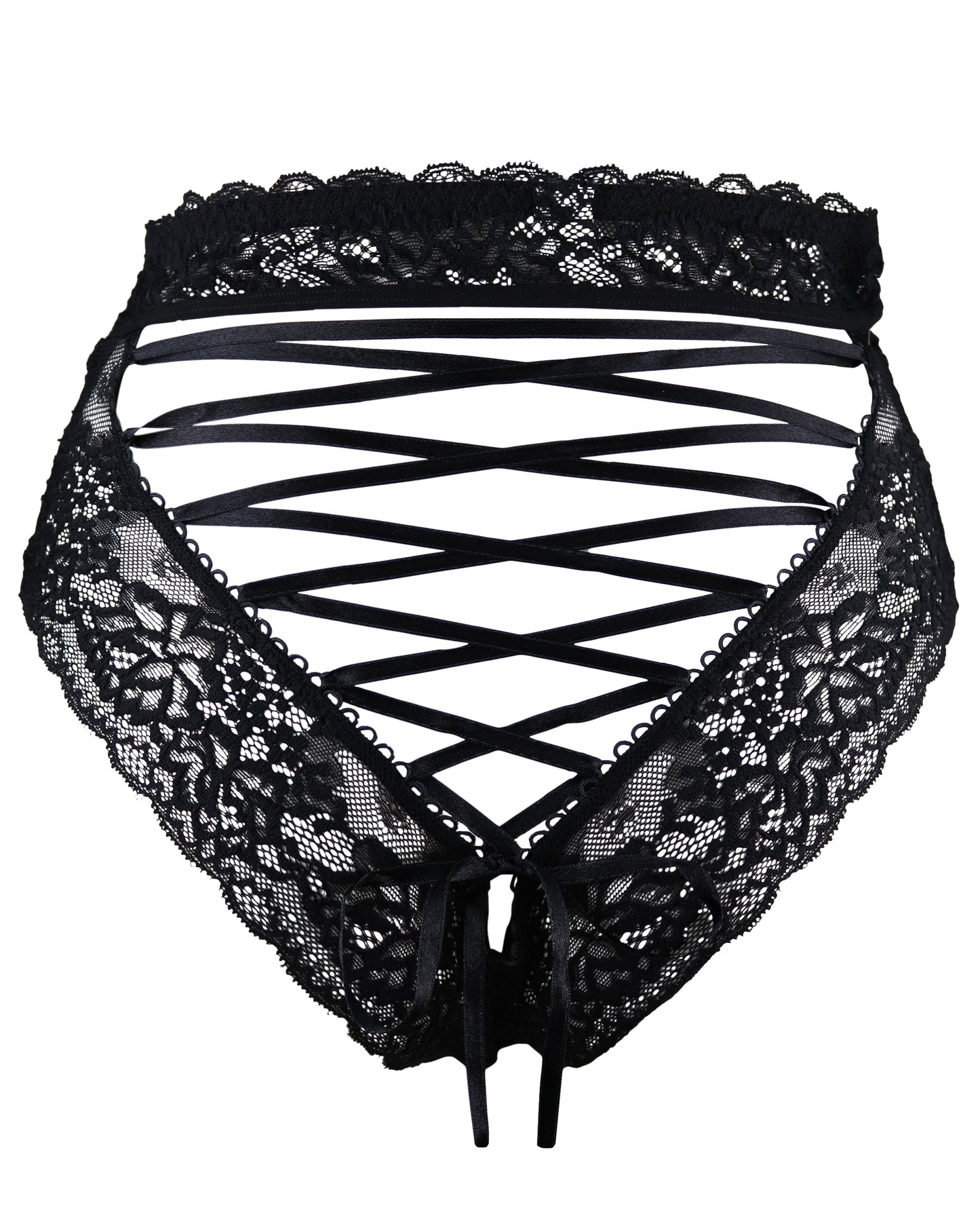 Suspense Laced Up Back Deep Brief In Black- Pour Moi - BraTopia