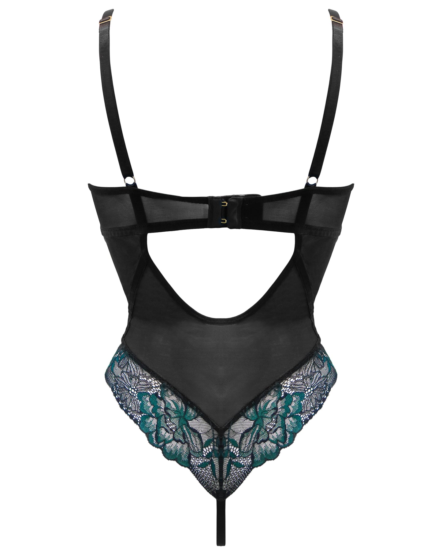 After Hours Underwired Thong Back Body In Black & Forest - Pour Moi - BraTopia