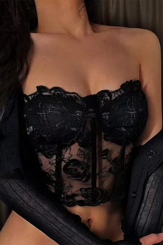 Lace Corset In Black - Lovely Lies - BraTopia
