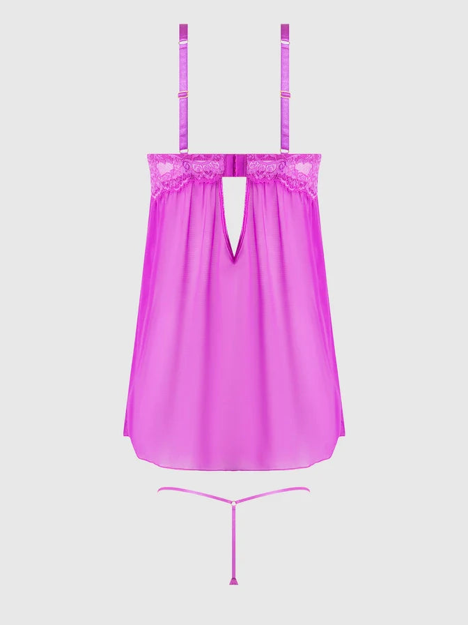 Reanna Lace & Chain Babdydoll In Fuchsia Pink - House of Desire - BraTopia