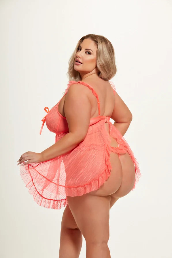 Portia Swiss Dot Babydoll In Siesta - House of Desire - BraTopia
