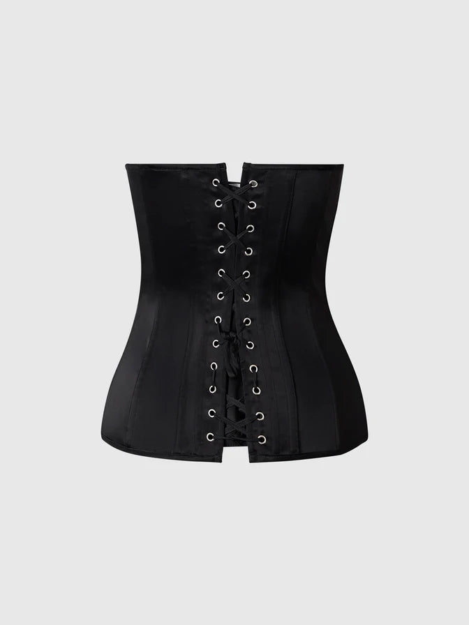 Juliet Full Boning Scoop Neck Corset In Black - House of Desire - BraTopia
