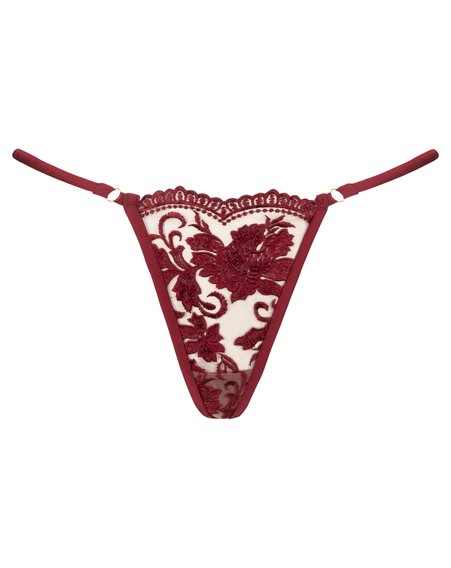 Embroidery G-String In Ruby Wine - Kilo Brava - BraTopia