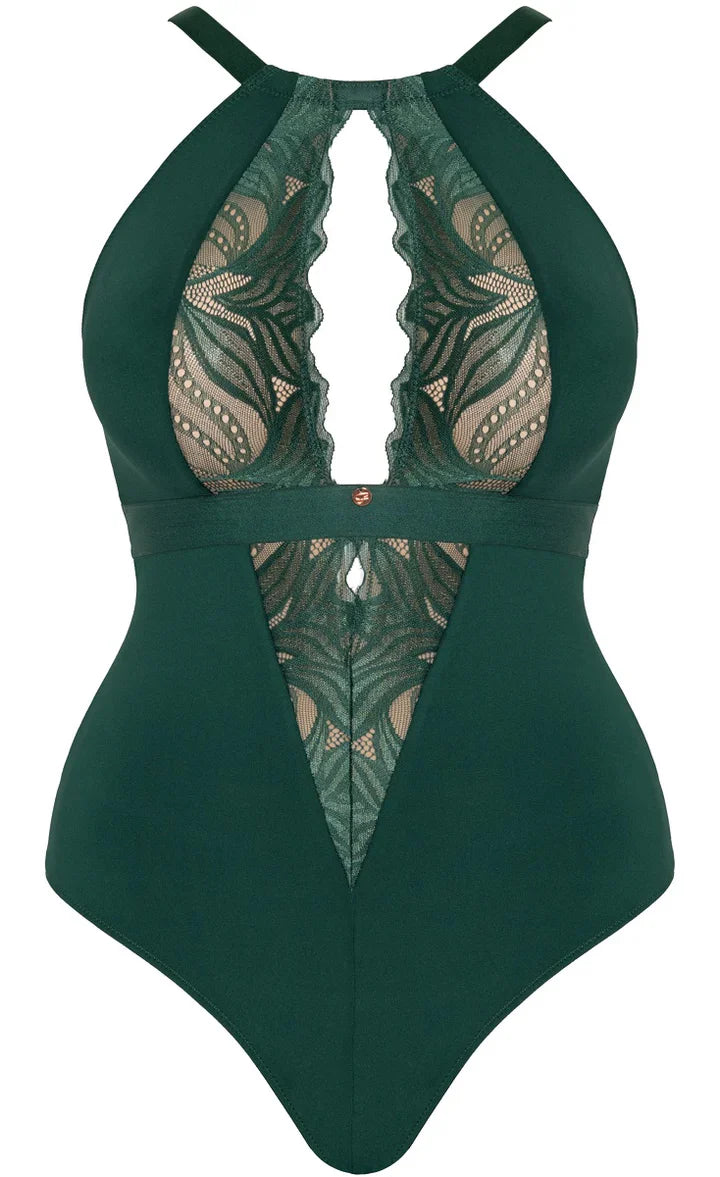 Scantilly Indulgence Stretch Lace Body In Emerald - Curvy Kate