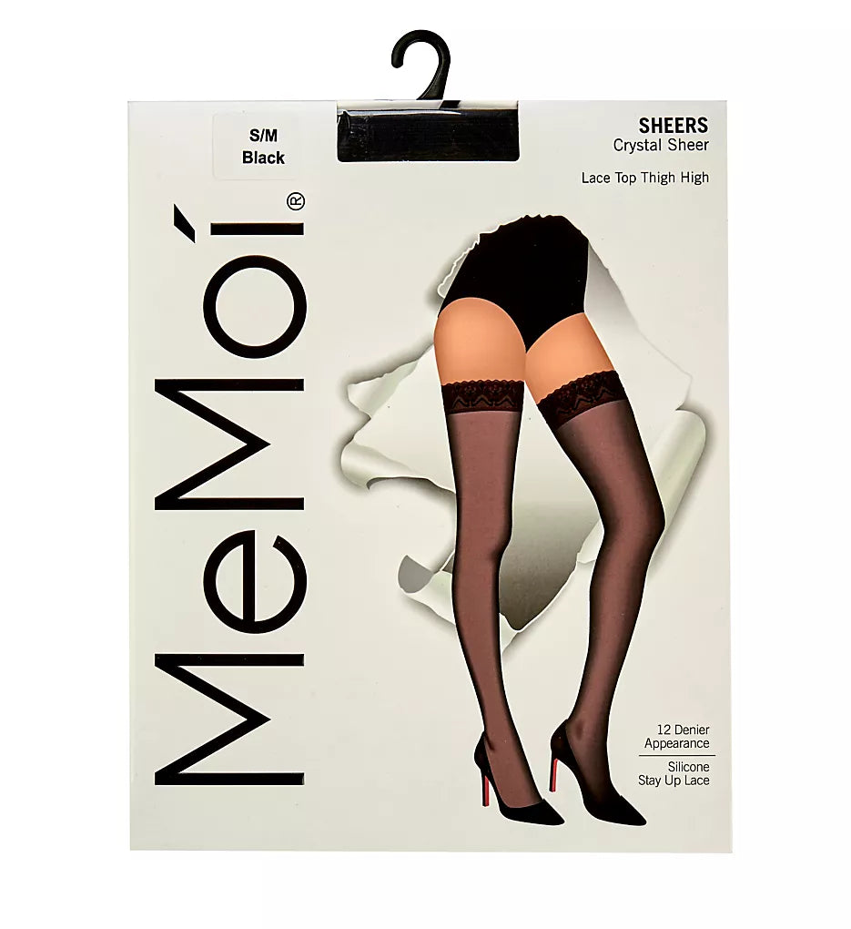 Cristal Sheer Lace Top Thigh High In Black - MeMoi