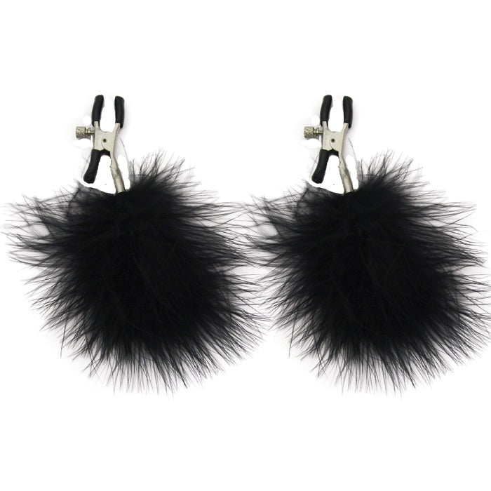 Feathered Nipple Clamps In Black - BraTopia