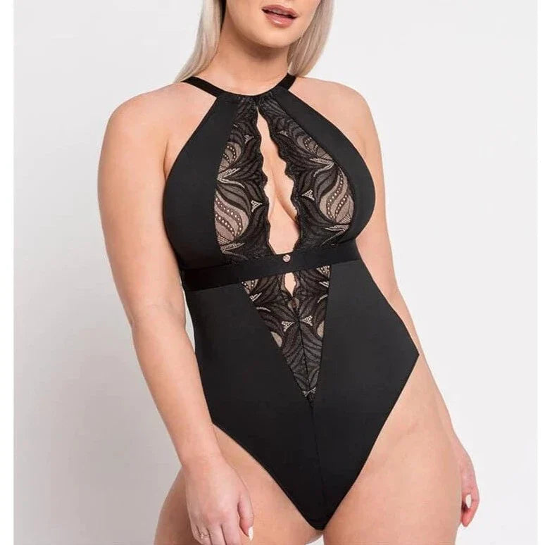 Scantilly Indulgence Stretch Lace Body In Black & Latte - Curvy Kate - BraTopia