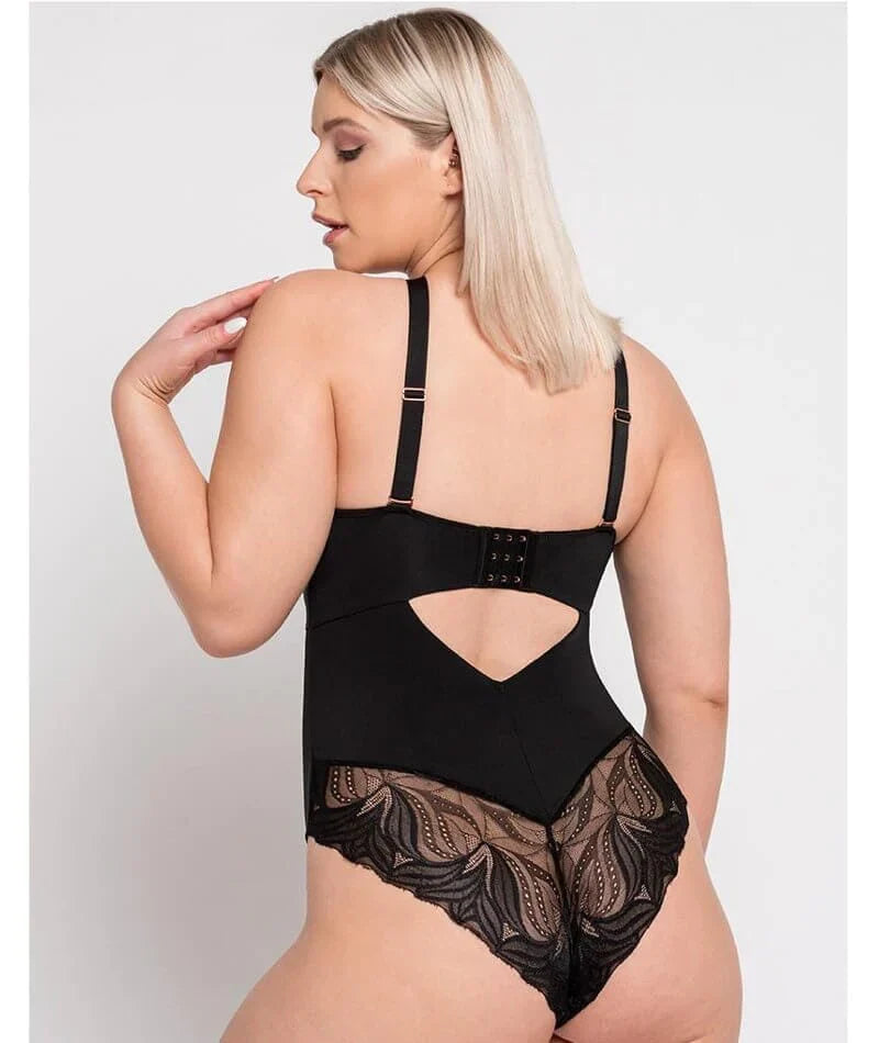 Scantilly Indulgence Stretch Lace Body In Black & Latte - Curvy Kate - BraTopia