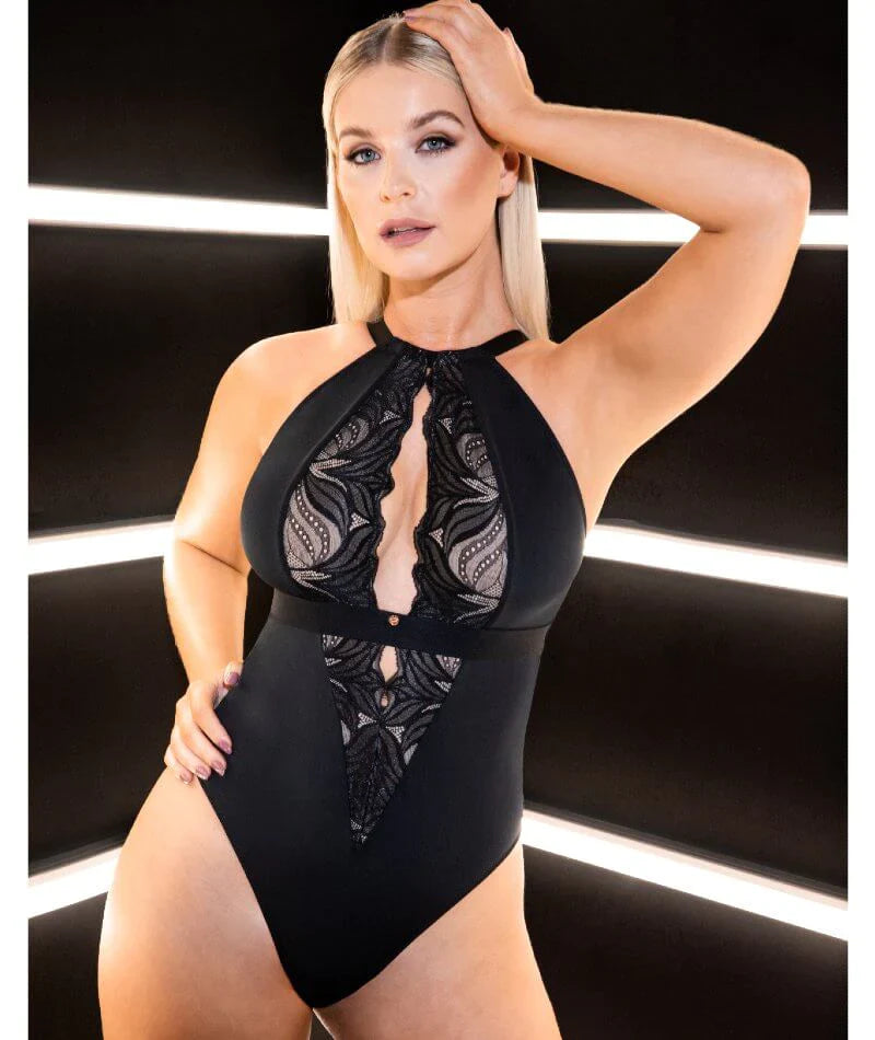 Scantilly Indulgence Stretch Lace Body In Black & Latte - Curvy Kate - BraTopia