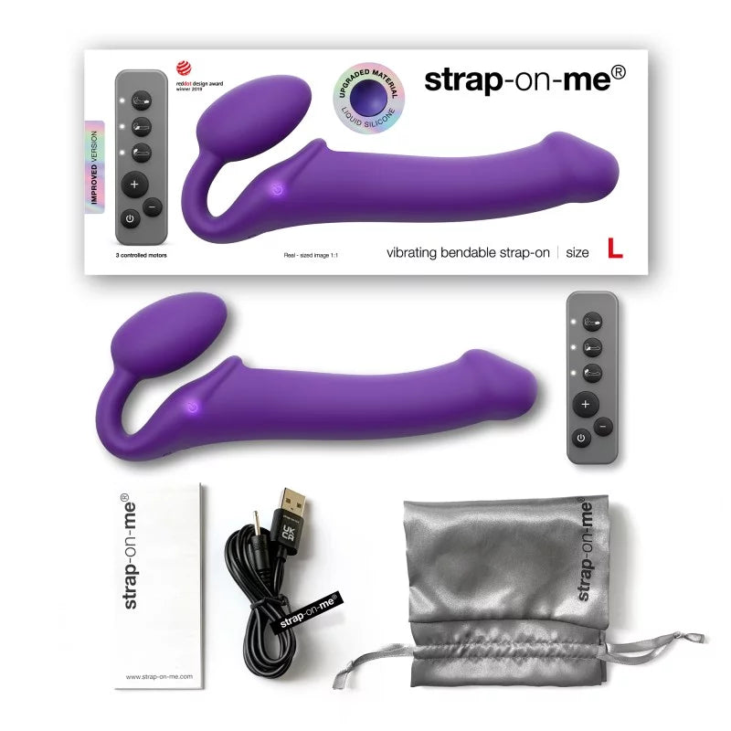 Vibrating Bendable Strap On In Purple - Strap-on-me - BraTopia