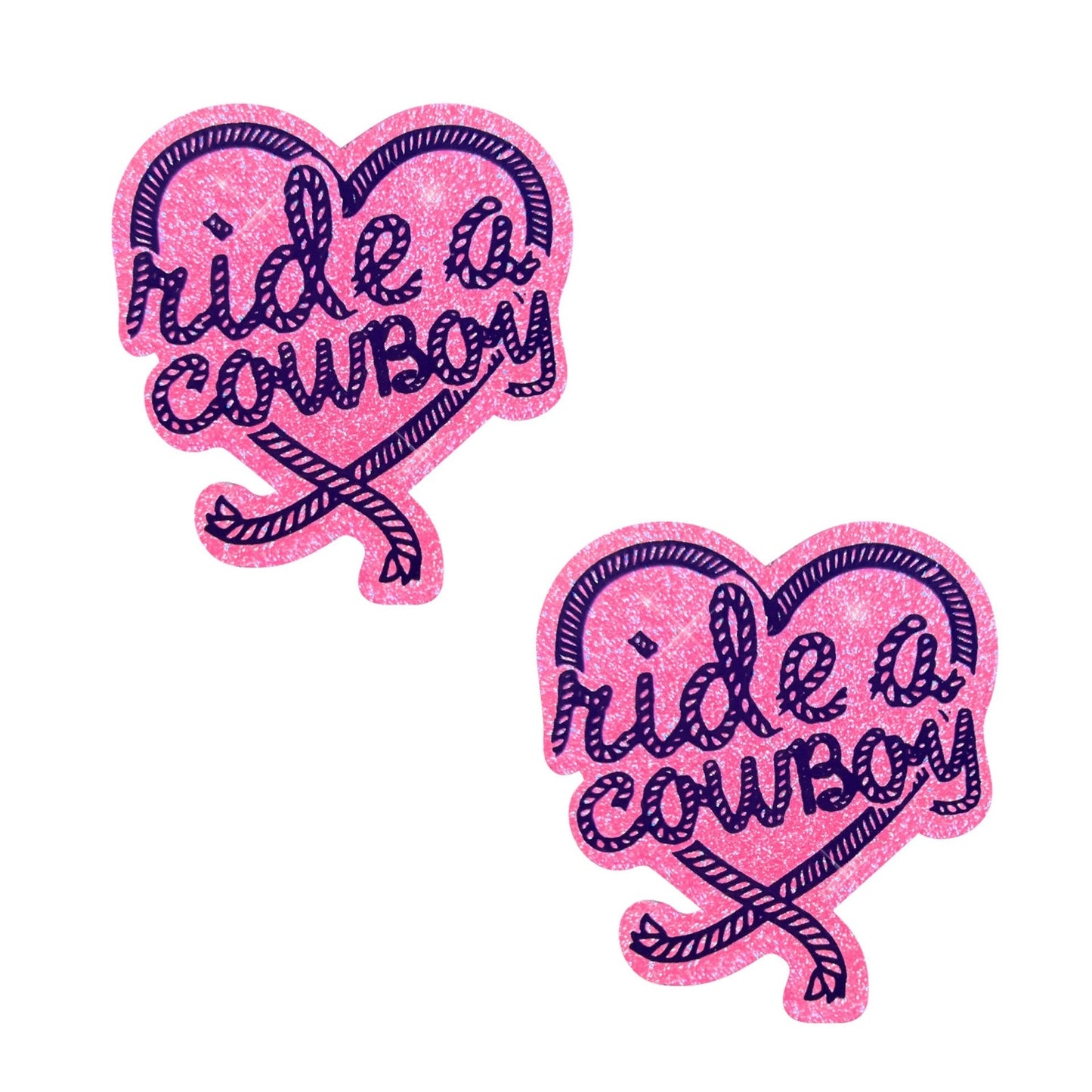 Ride A CowBoy Glitter Nipple Cover Pasties In PInk - Neva Nude - BraTopia