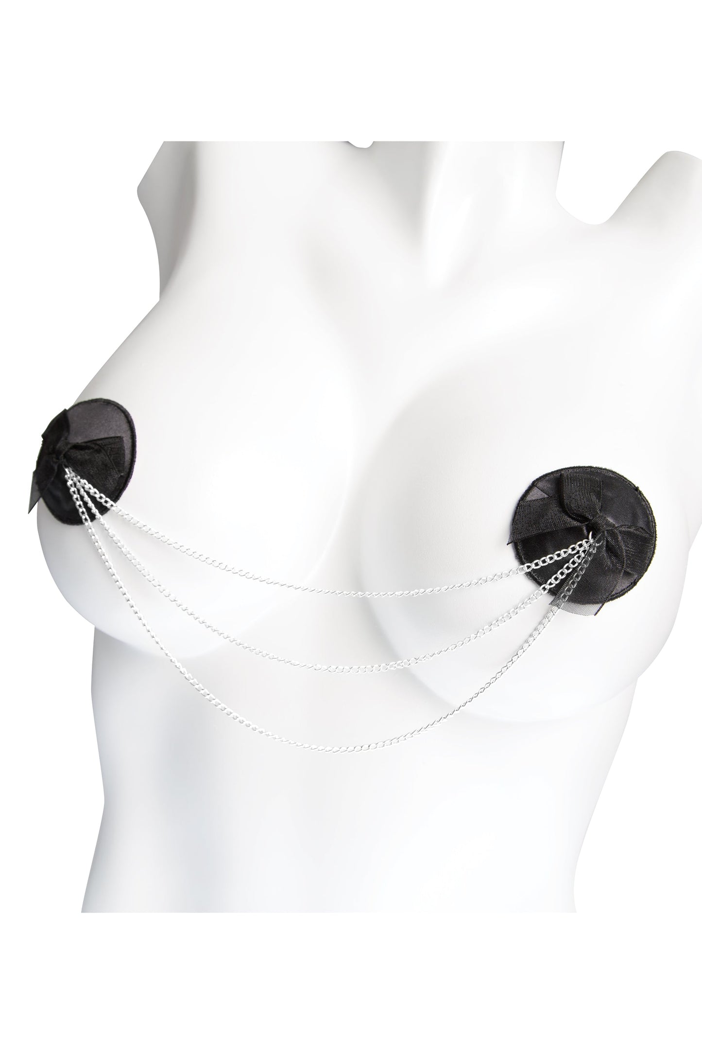 Satin Pasties With Chains In Black - Coquette - BraTopia